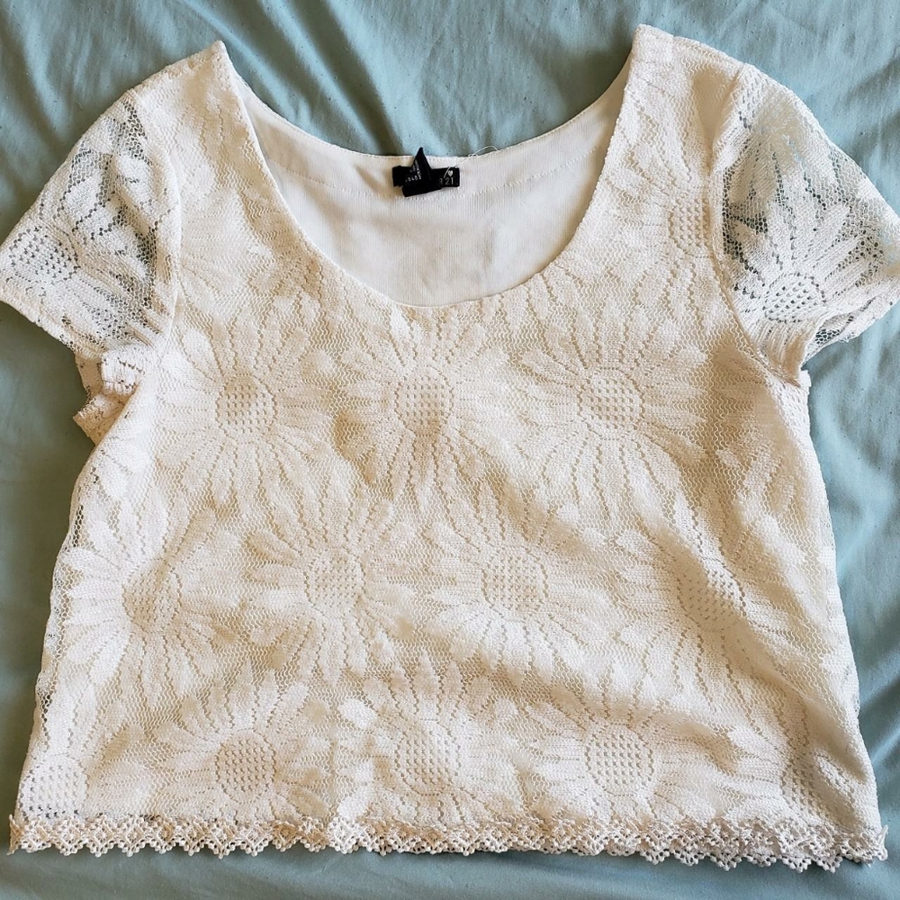 White Sunflower Lace Top